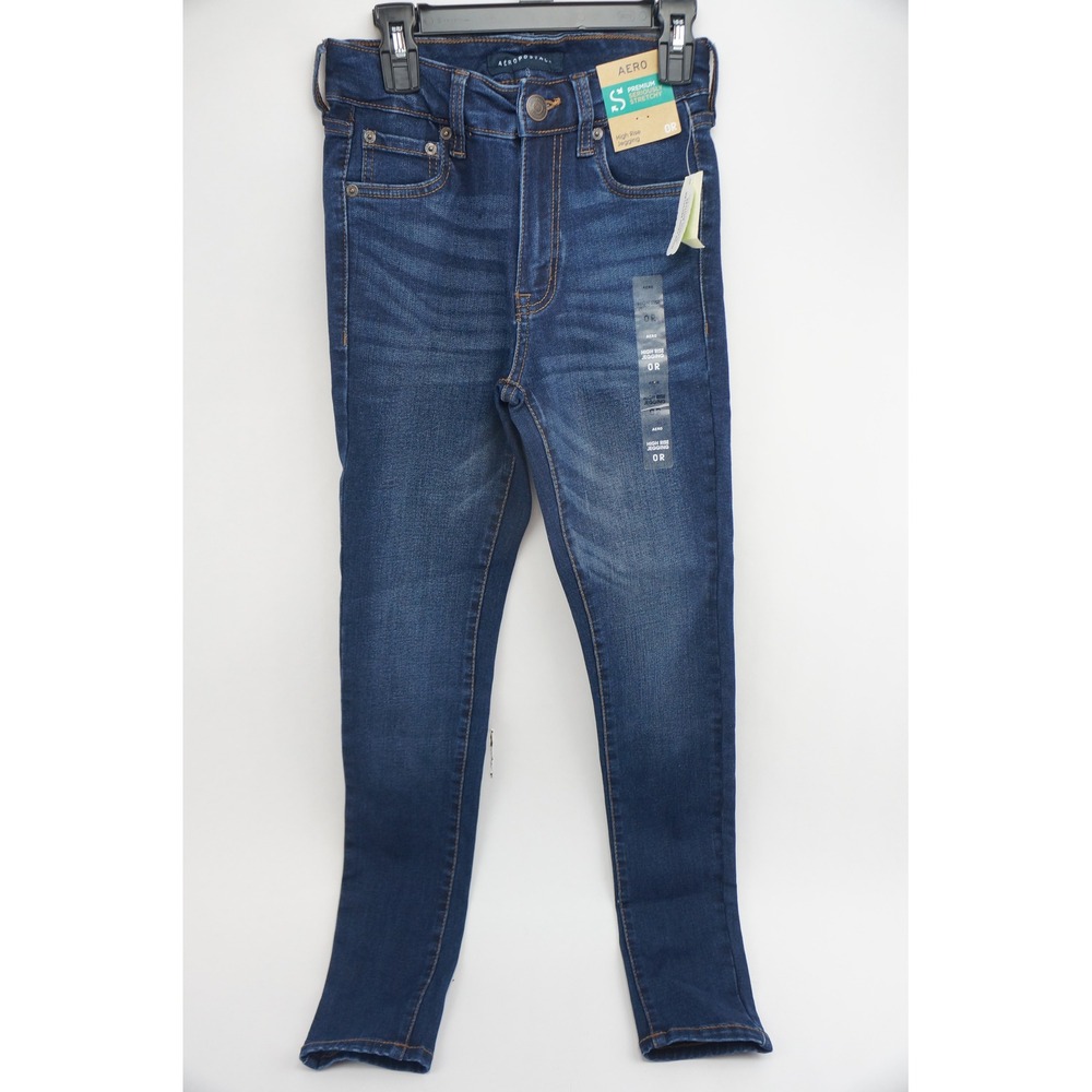 NWT Aeropostale Womens High Rise Jegging Premium Stretch Dark Wash 0 Regular